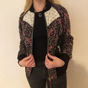 Coach Raglan Varsity Jacket Floral color Block XS